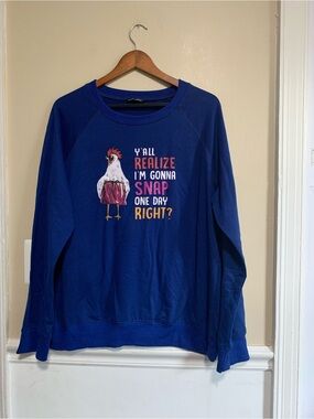 Blue Graphic Crewneck Sweatshirt - Women's Sweater